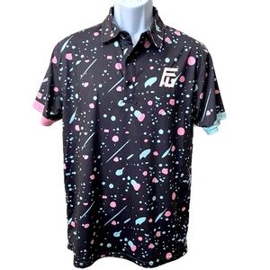 ⛳️ Flyte Golf, Black and Pink Spatter Men's Polo Shirt